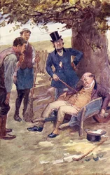 Mr Pickwick gewekt door Kapitein Boldwig, frontispice uit 